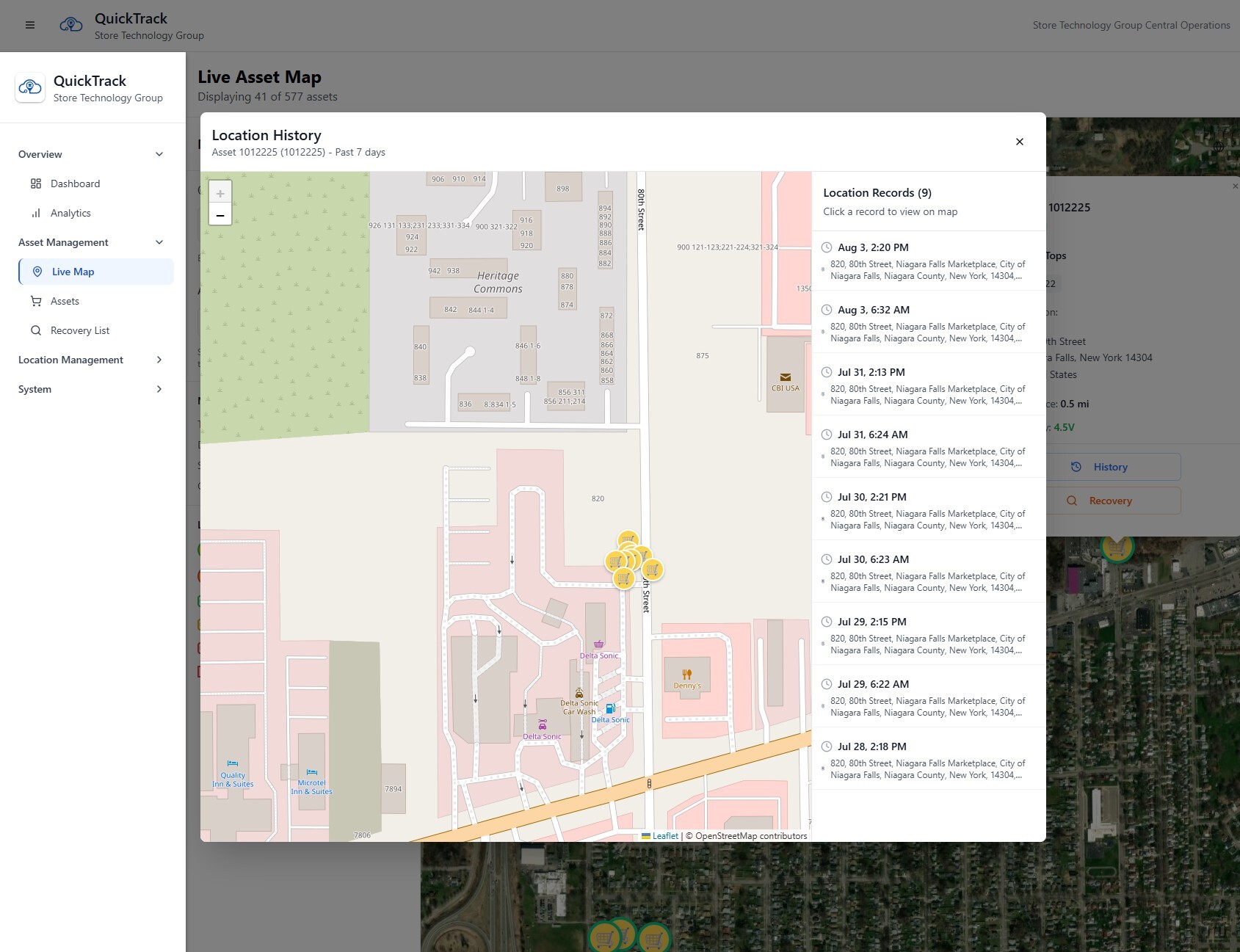Live Map View Asset History Pop Up Live Map View Asset History Pop Up