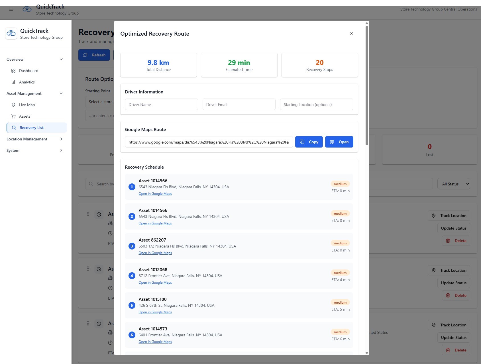 Recovery List Route Optimizer-1 Recovery List Route Optimizer-1